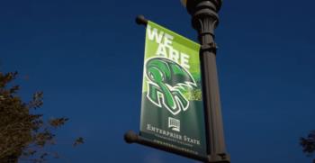 street pole banner reading 'we are enterprise state'