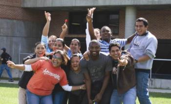 Broome Community College students on campus