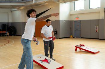 Student enjoying some games.