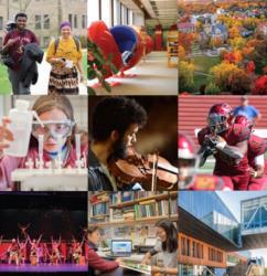 collage of students, campus, sports, science, music, and performances at oberlin college