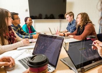 students collaborating in a classroom