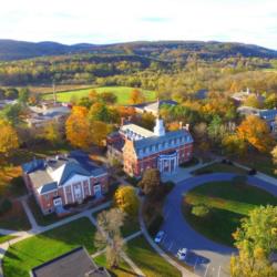 aerial view of campus with classic architecture