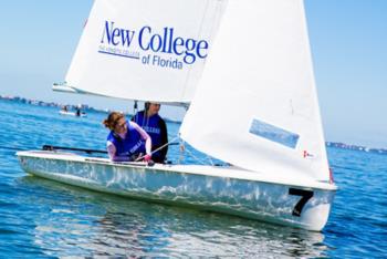 sailing activity with 'new college' sail close-up