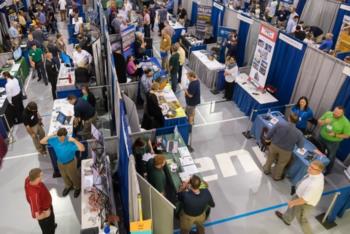 overview of bustling job fair
