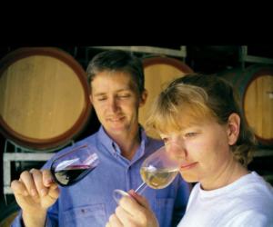 two people wine tasting