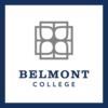 Logo: belmont college logo with geometric design in gray and text in blue