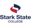 Logo: stark state college logo with red and blue swoosh design